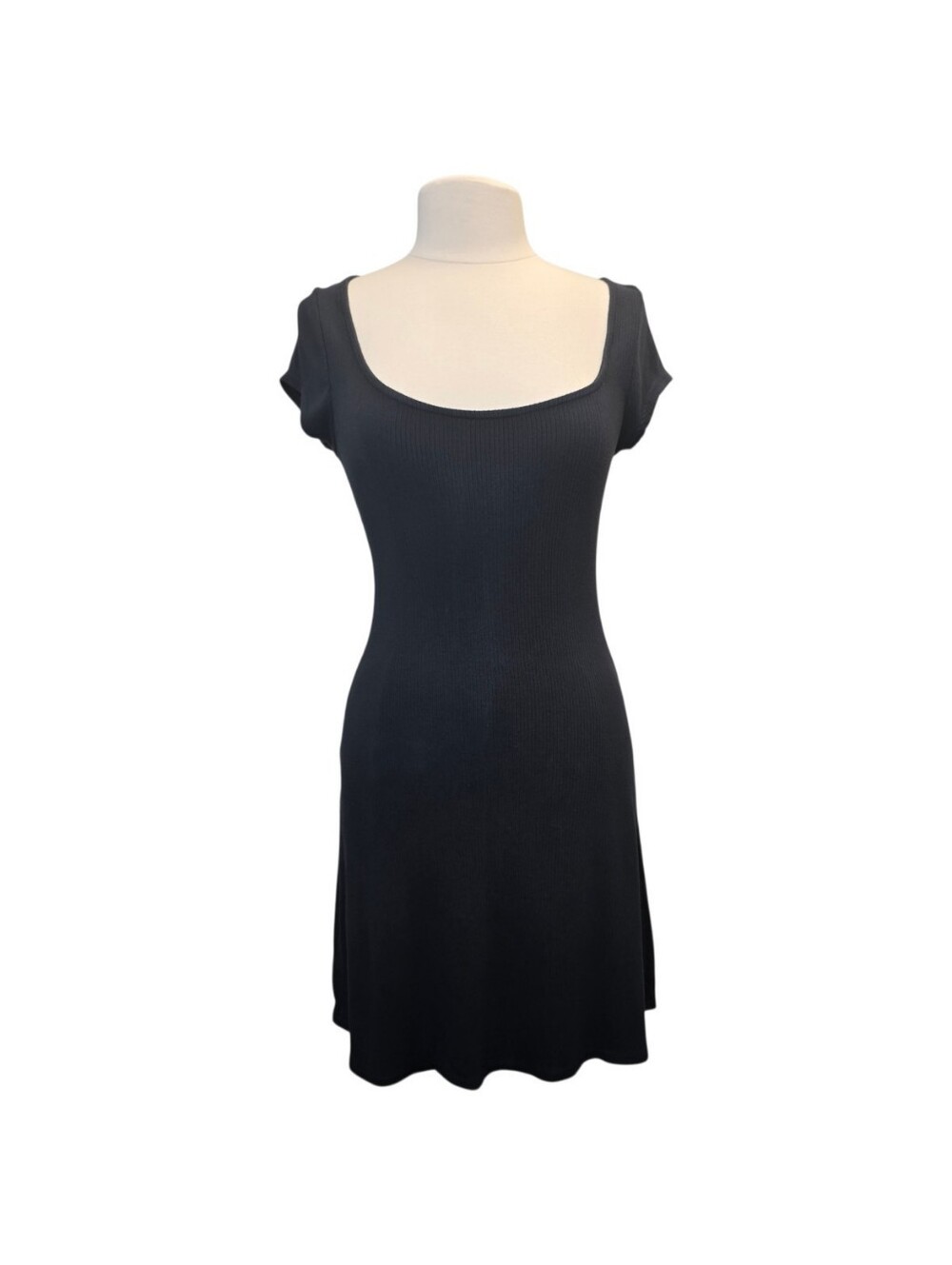 Abercrombie & Fitch Women's MT Black Short Sleeve Scoop Neck A-Line Mini Dress
